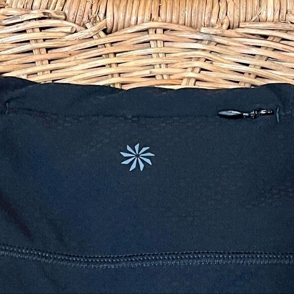 Athleta black cropped crop sheer mesh detail w pockets workout leggings pants XS - Picture 3 of 9